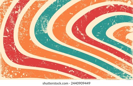 Retro 60s 70s Abstract Liquid Lines Pattern Scratched Vector Wallpaper