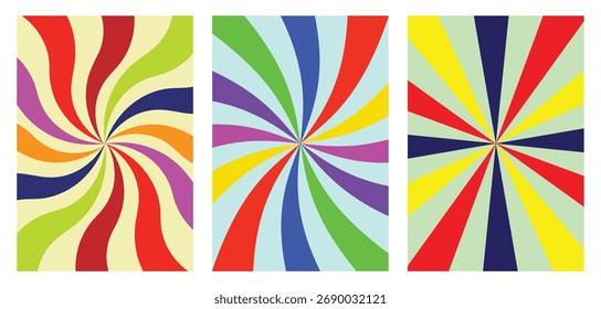 Fundo retro 60s 70s com ondas torcidas e curvas funky. Ilustração vetorial