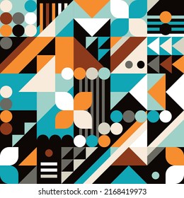 Retro 60's and 70's style vector seamless pattern - mid-century inspired retro design with geometric shapes, perfect for textiles, wallpapers. Vintage style repetitive background with abstract motif