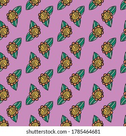 Retro 60s floral. Vector repeat pattern. Great for home decor, wrapping, fashion, scrapbooking, wallpaper, gift, kids, apparel.