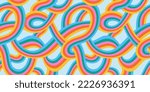 Retro 60s style rainbow seamless pattern with pastel color stripes. Vintage psychedelic wave cartoon background. Trendy hippie 70s stripe print illustration.