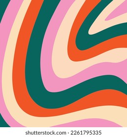 Retro 60s swirls abstract background illustration design