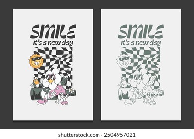 retro 60s-inspired poster or wall art print design, vector illustration 