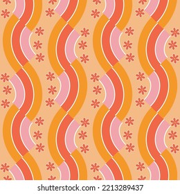 retro 70' 60' rainbow vector seamless pattern, playful bright colourful and cute style. good fabric wallpaper stationary and any children's projects. 
