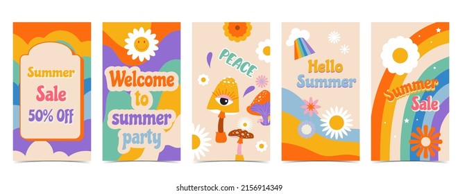 Retro 70s and 80s teenager background design in pop and groovy style