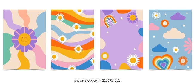 Retro 70s and 80s teenager background design in pop and groovy style