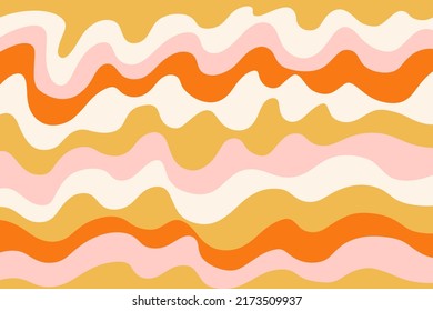 Retro 70s Abstract background vector illustration. Trippy Glitchy  groovy design. Geometric Wavy backdrop 1960s-1970s Hippie style fluid Wallpaper, web site template