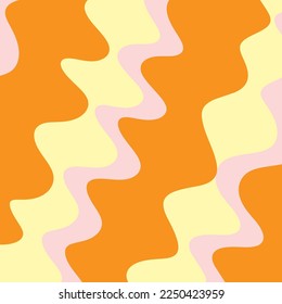 Retro 70s Abstract curve background vector illustration. Trippy Glitchy  groovy design. Geometric Wavy backdrop 1960s-1970s Hippie style fluid Wallpaper, web site template