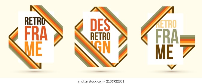 retro 70s abstract vintage frame design style stripes background poster lines. shapes vector design graphic 1970s retro background. abstract stylish 70s era line frame illustration