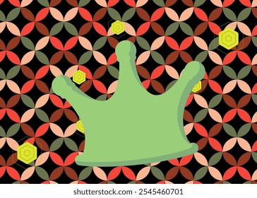 Retro 70s Background with Crown. Groovy Success 1970s art template. Minimalistic Vintage design poster. Old-fashioned color artwork.