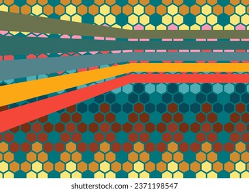 Retro 70s Background. Groovy abstract 1970s art template. Minimalistic Vintage striped design poster. Old-fashioned rainbow color artwork.