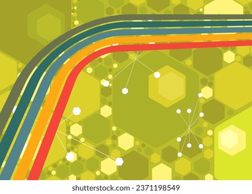 Retro 70s Background. Groovy abstract 1970s art template. Minimalistic Vintage striped design poster. Old-fashioned rainbow color artwork.