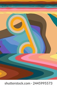 Retro 70s Background. Groovy abstract 1970s art template. Vintage design poster. Old-fashioned abstract artwork.