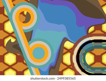 Retro 70s Background. Groovy abstract 1970s art template. Minimalistic Vintage striped design poster. Old-fashioned rainbow color artwork.