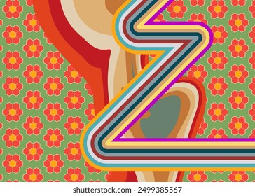 Retro 70s-Hintergrund. Groovy abstrakte 1970er Jahre Kunstvorlage. Minimalistisches Vintage gestreiftes Design-Poster. Alte Regenbogenfarben.