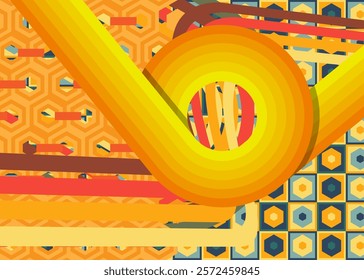 Retro 70s Background. Groovy abstract 1970s art template. Vintage striped design poster. Old-fashioned rainbow color artwork.