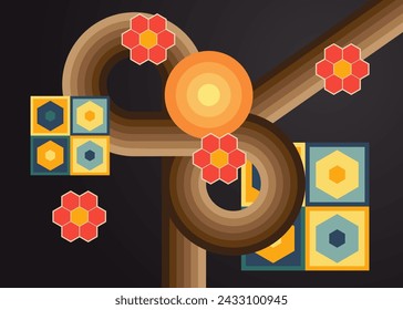 Retro 70s Backgrounds. Groovy abstract 1970s art template. Minimalistic Vintage striped design poster. Old-fashioned rainbow color artwork.