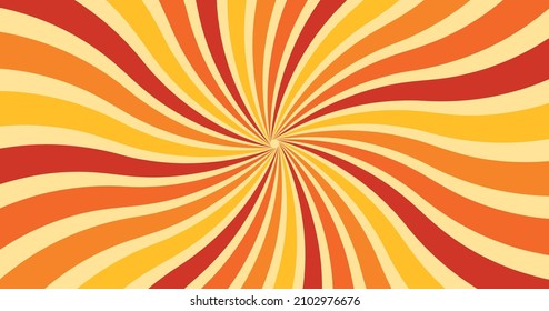 Retro 70s Colorful Sunburst Texture Background Vector Illustration Groovy Yellow Orange