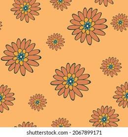 Retro 70s Floral Seamless Pattern Design