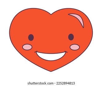 Retro 70s Groovy Hippie sticker heart. Psychedelic cartoon element -funky illustration in vintage hippy style. Vector flat illustration for banner, flyer, invitation, card.