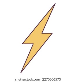 Retro 70s Groovy Hippie sticker lightning. Psychedelic cartoon element -funky illustration in vintage hippy style. Vector flat illustration for banner, flyer, invitation, card.