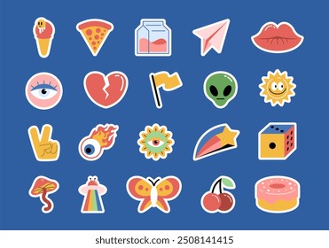 Retro 70s Groovy Sticker Element Set