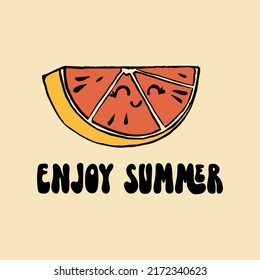 Retro 70s hippie orange illustratoin. Psychedelic groovy style