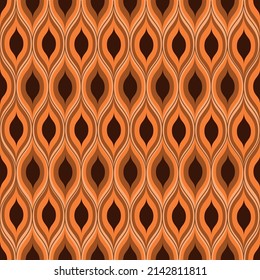Retro 70s mid century seamless pattern in orange light brown and coffee brown. can be used for home décor, textile ,fabric and wallpaper 