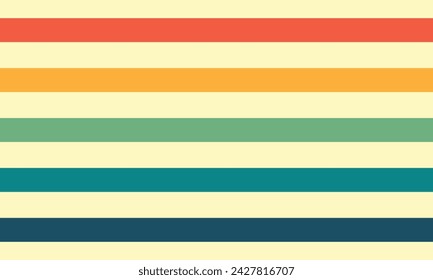 Retro 70s perspective lines background. Vintage colorful stripes, backdrop and wallpaper. Vector illustration.