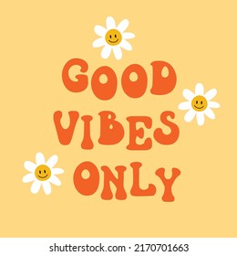 Retro 70's psychedelic hippie  illustration print with groovy slogan for t-shirt or sticker poster 