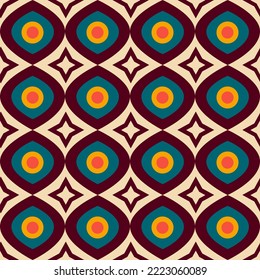 Retro 70s seamless pattern. Mid Century pattern. Vector illustration 
