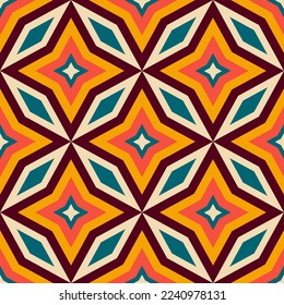 Retro 70s seamless pattern. Mid Century pattern. Vector illustration 