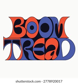 Retro 70s Style Groovy Typography Design with Funny Disco Text and Colorful Psychedelic Shapes