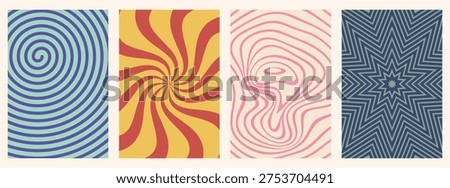 Retro 70s Style Hippie Pattern Set with Vibrant Hypnotic Textures