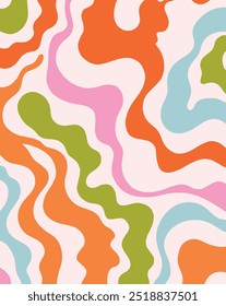 Retro 70s wavy psychedelic abstract background	