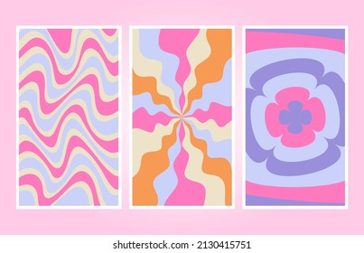 Retro 70s-90s vintage pattern. Retro Vibes Art. Trendy elements. Colorful bright background. Vector hand drawn flat illustrations. Editable Vector.