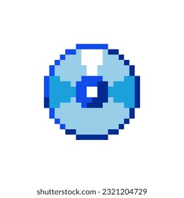 Retro 8 Bit Pixel Art Game or Music Disc Icon. Y2K Nostalgic Sticker for Graphic Design, Print, and Decorative Patterns. Classic Games Inspired Symbol.