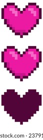 Barra de estado retro de 8 bits con forma vertical de corazón