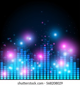 Retro 80 style abstract equalizer, night music club life vector concept
