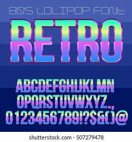 Retro 80 style acid bright colore character set. Vector EPS10
