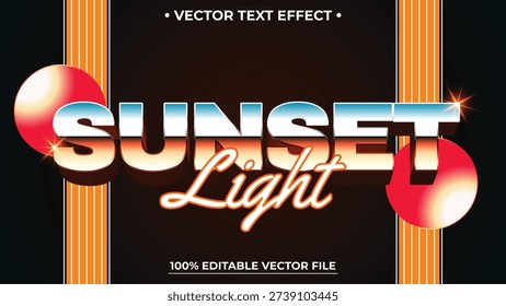 Retro 80s 3D Text Effect Editable with Metallic Gradient