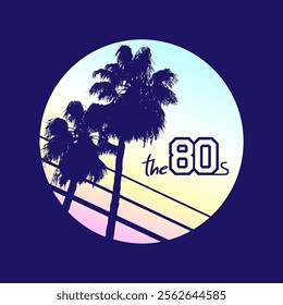Retro 80s color art emblem design