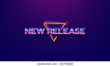 Retro 80's cover template vector. old school new release message. colorful shape and poster, banner, commercial pattern.