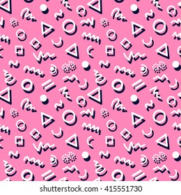 Retro 80s memphis fashion style seamless pattern illustration background. 
