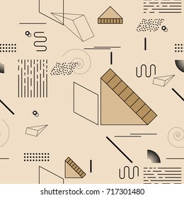 Retro 80's memphis seamless pattern. Abstract geometric vector background.