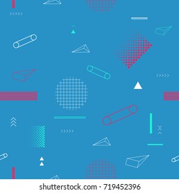 Retro 80's memphis seamless pattern. Abstract geometric vector background