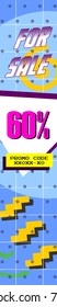 Retro 80's style banner with "60%" written. 120x600px
