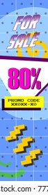Retro 80's style banner with "80%" written. 160x600