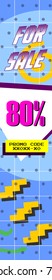 Retro 80's style banner with "80%" written. 120x600