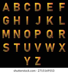 Retro 80s Synth wave Style Alphabet Vibrant Gradient Text Effect for Creative Branding.
